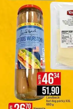 Jip Landbeck hot dog párky XXL nabídka