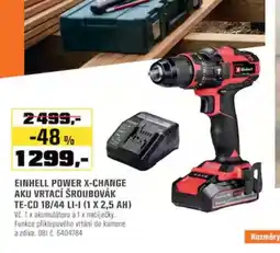 OBI Einhell power x-change aku vrtací šroubovák te-cd 18/44 li-i (1 x 2,5 ah) nabídka