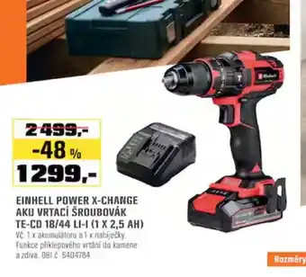Einhell power x-change aku vrtací šroubovák te-cd 18/44 li-i (1 x 2,5 ah)