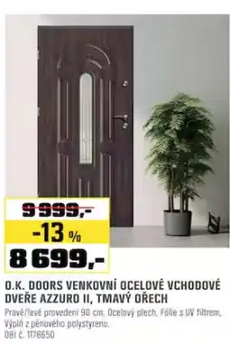 OBI O.k. doors venkovní ocelové vchodové dveře azzuro ii, tmavý ořech nabídka