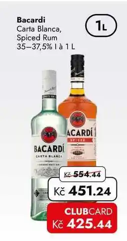 TRAVEL FREE Bacardi Carta Blanca, Spiced Rum 35–37,5% là nabídka