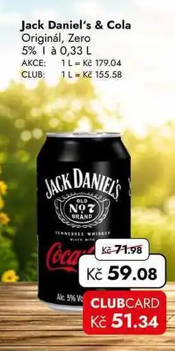 TRAVEL FREE Jack Daniel's & Cola Originál, Zero 5% 1 à nabídka