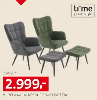 Relaxační křeslo s taburetem