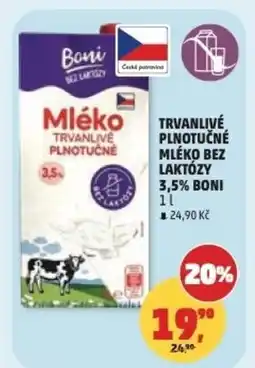 Penny Market Trvanlivé plnotučné mléko bez laktózy 3,5% Boni nabídka