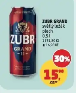 Penny Market ZUBR GRAND světlý ležák plech nabídka