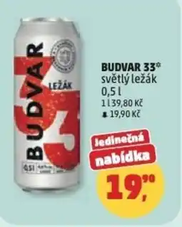 Penny Market BUDVAR 33 světlý ležák nabídka