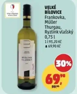 Penny Market VELKÉ BÍLOVICE Frankovka, Müller Thurgau, Ryzlink vlašský nabídka