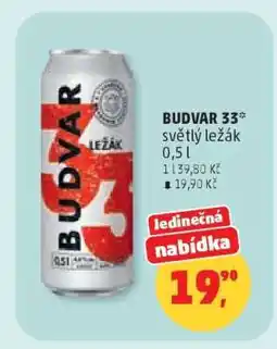 Penny Market Budvar 33 světlý ležák 0,5 l nabídka