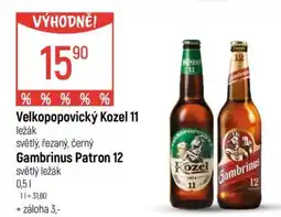 Globus Velkopopovický Kozel 11 Gambrinus Patron 12 nabídka