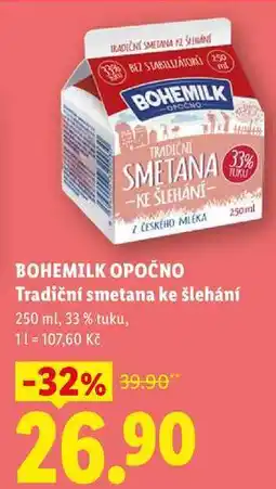 Lidl BOHEMILK OPOČNO Tradiční smetana ke šlehání nabídka