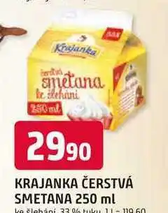 Trefa KRAJANKA ČERSTVÁ SMETANA 250 ml ke šlehání 33 % nabídka