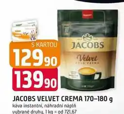 Trefa JACOBS VELVET CREMA 170-180 g káva instantní, náhradní náplň nabídka