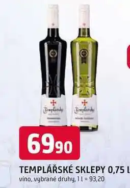 Trefa TEMPLÁŘSKÉ SKLEPY 0,75 L víno, vybrané druhy nabídka