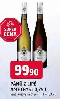 Trefa PÁNŮ Z LIPÉ AMETHYST 0,75 L víno, vybrané druhy nabídka