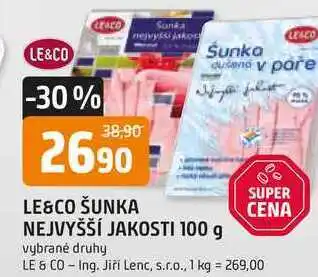 Trefa LE&CO ŠUNKA NEJVYŠŠÍ JAKOSTI nabídka
