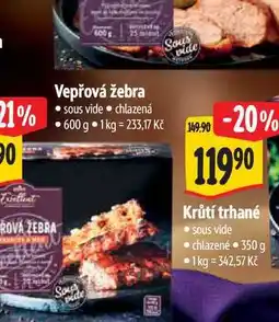 Albert Vepřová žebra sous vide nabídka
