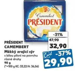 Kaufland PRÉSIDENT CAMEMBERT Měkký zrající sýr nabídka