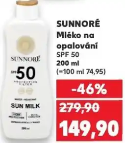 Kaufland SUNNORÉ Mléko na opalování SPF 50 nabídka