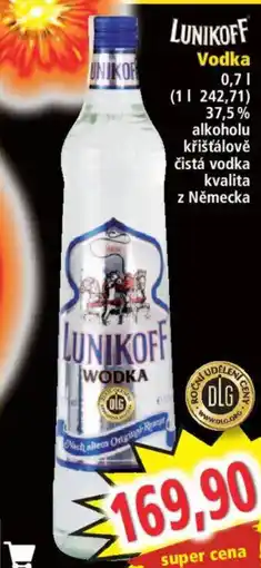 Norma LUNIKOFF Vodka nabídka