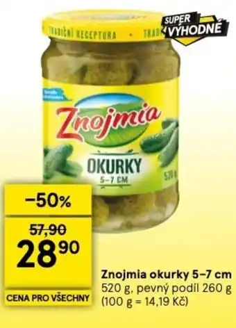 Tesco Znojmia okurky 5-7 cm nabídka
