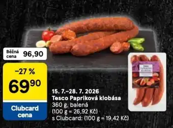 Tesco Tesco Papriková klobása nabídka