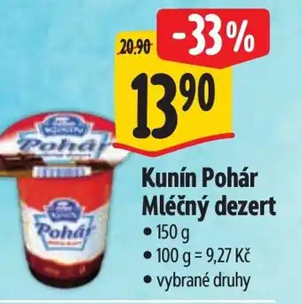 Albert Kunín Pohár Mléčný dezert nabídka