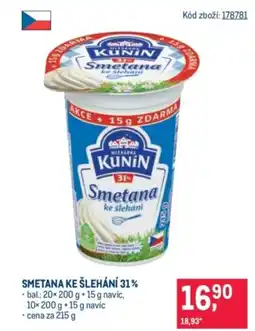 Makro Kunin Smetana ke šlehání 31% nabídka