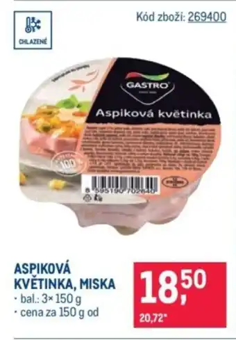Aspiková květinka, miska