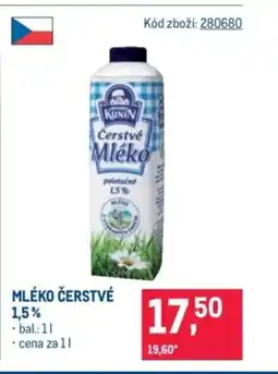 Makro Kunin Mléko čerstvé 1,5% nabídka