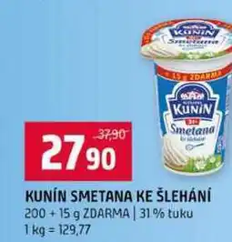 Terno KUNIN SMETANA KE ŠLEHÁNÍ 200 + 15 g ZDARMA 31% tuku nabídka