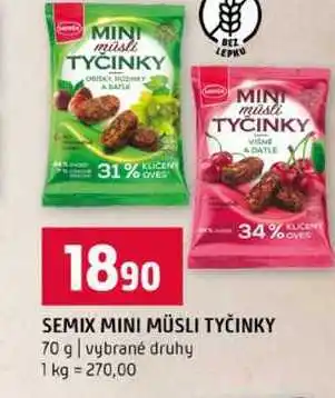 Terno SEMIX MINI MÜSLI TYČINKY 70 g vybrané druhy nabídka