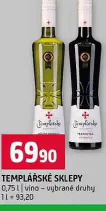 Terno TEMPLÁŘSKÉ SKLEPY 0,75l vino vybrané druhy nabídka