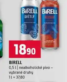Terno BIRELL 0,5l nealkoholické pivo vybrané druhy nabídka