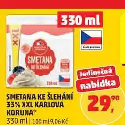 Penny Market SMETANA KE ŠLEHÁNÍ 33% XXL KARLOVA KORUNA nabídka