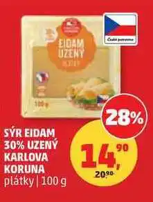 Penny Market SÝR EIDAM 30% UZENÝ KARLOVA KORUNA plátky nabídka