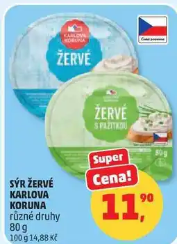 Penny Market SÝR ŽERVÉ KARLOVA KORUNA různé druhy nabídka