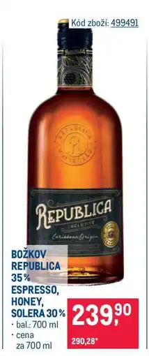 Makro BOŽKOV REPUBLICA 35 % ESPRESSO, HONEY, SOLERA 30 % nabídka