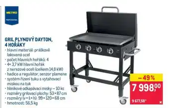 GRIL PLYNOVÝ DAYTON, 4 HOŘÁKY