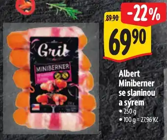 Albert Albert Miniberner se slaninou a sýrem nabídka