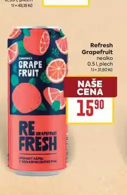 Billa Refresh Grapefruit nealko 0,51, plech nabídka