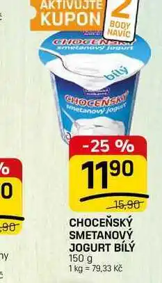 Flop CHOCEŇSKÝ SMETANOVÝ JOGURT BÍLÝ 150 g 1 kg = 79,33 Kč nabídka