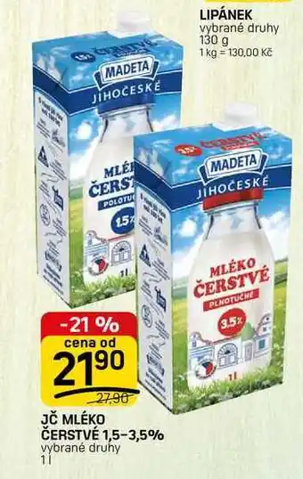 Flop JČ MLÉKO ČERSTVÉ 1,5-3,5% vybrané druhy nabídka