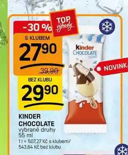 Flop KINDER CHOCOLATE vybrané druhy nabídka