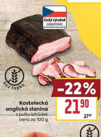 Billa Kostelecká anglická slanina z pultu lahůdek cena za nabídka