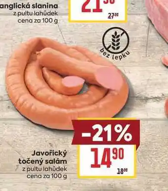 Billa Javořický točený salám z pultu lahůdek cena za nabídka