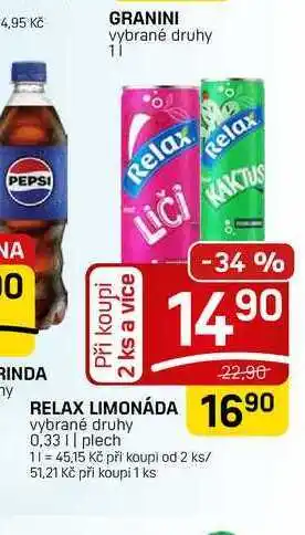 Flop RELAX LIMONÁDA vybrané druhy 0,33 || plech nabídka