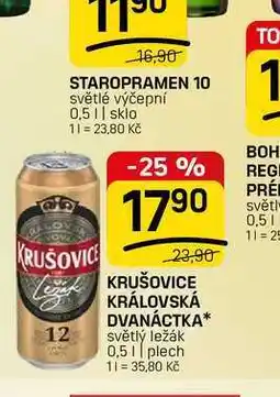 Flop KRUŠOVICE KRÁLOVSKÁ DVANÁCTKA* světlý ležák 0,5l, plech nabídka