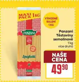 Billa Panzani Těstoviny semolinové nabídka