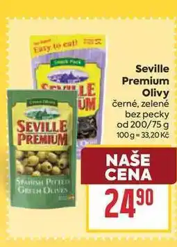 Billa Seville Premium Olivy černé, zelené bez pecky od 200/75 g nabídka