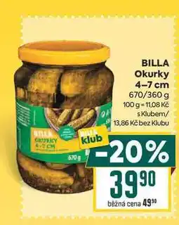 Billa BILLA Okurky 4-7 cm 670/360 g nabídka